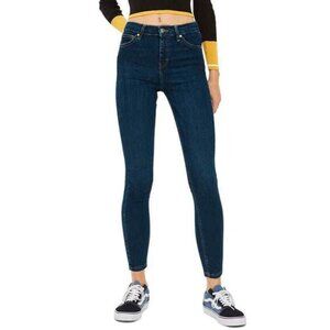TOPSHOP Jeans High Rise Jamie Moto Indigo Skinny Denim Jeans SZ 26 NEW